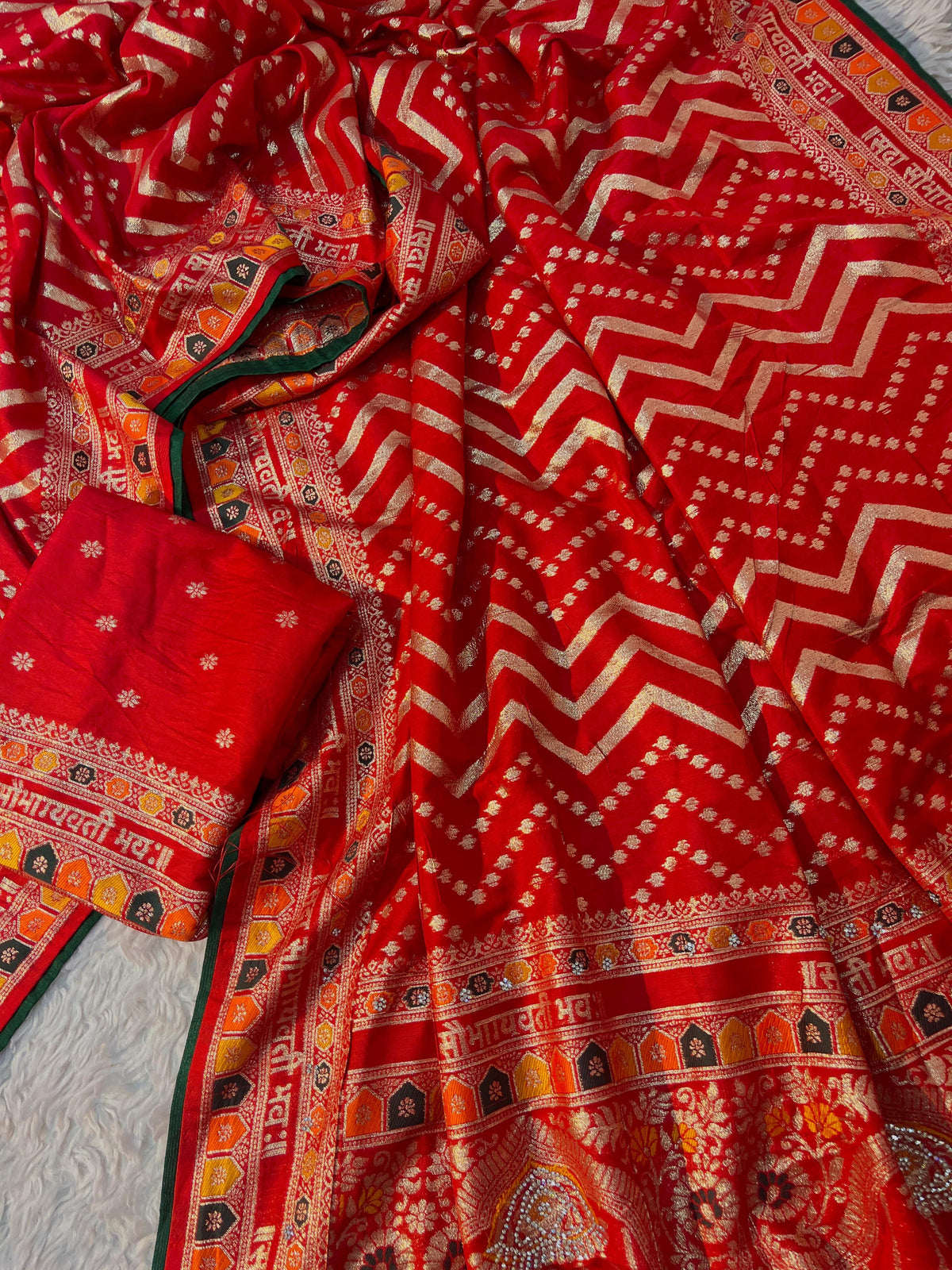 Red Dola Silk Meenakari Weave - Karwa Chauth Special Saree