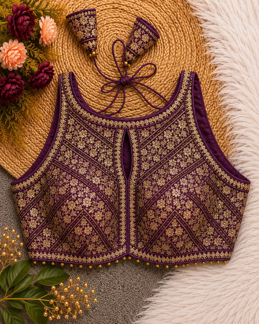 Premium Silk Blouse | Zardozi Sequin Embroidered Crop Top