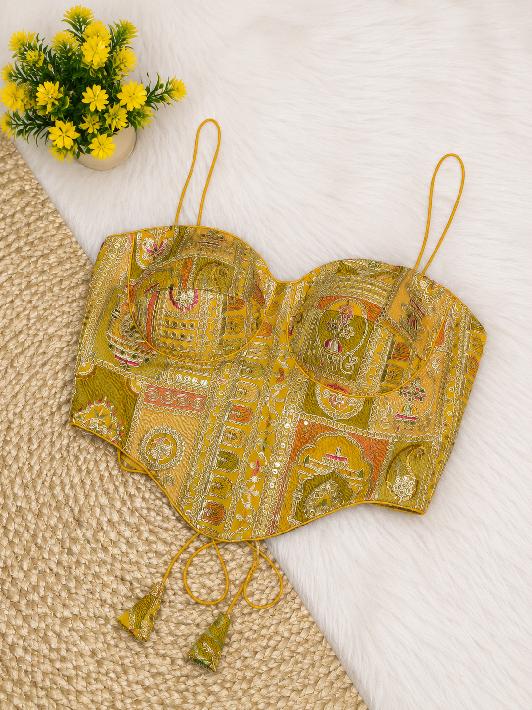 Patchwork Embroidery Corset Top — Indian Ethnic Bustier | 7 Colours