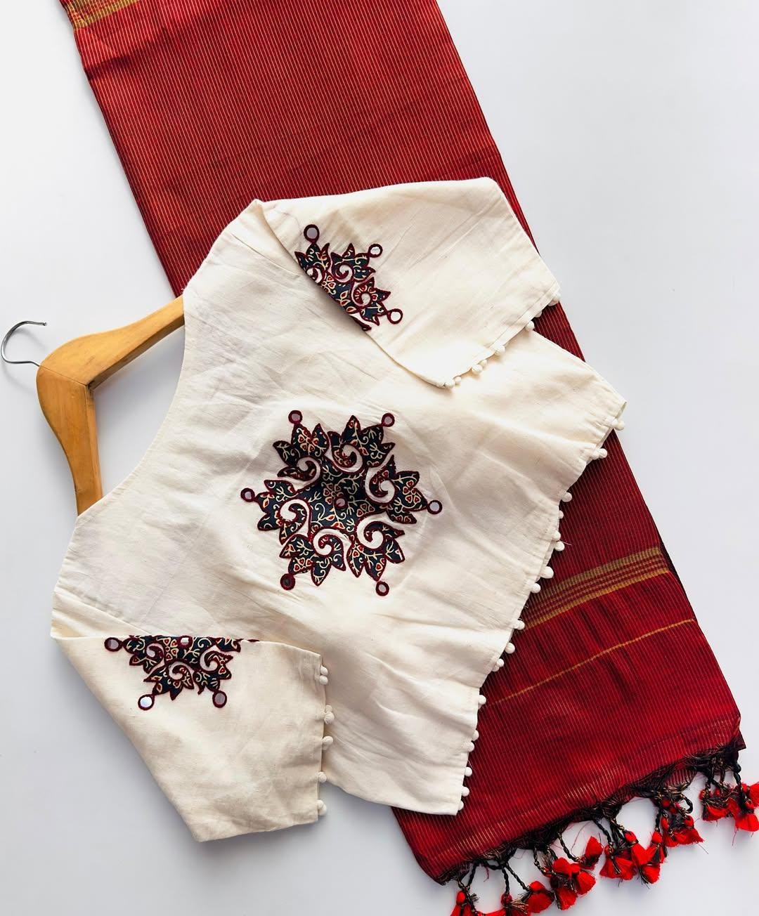 Handcrafted applique patch work blouse