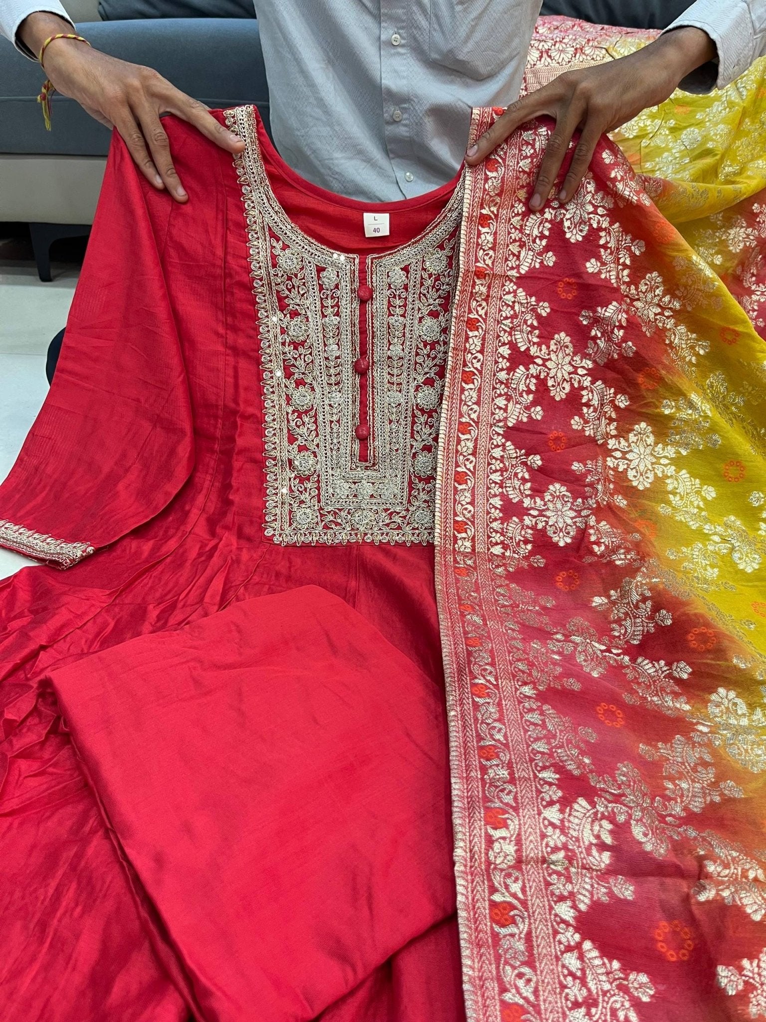 Designer festive Anarkali kurti pant set for women