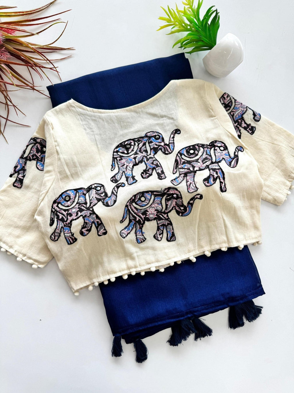 Designer Khadi blouse with Kalamkari motifs