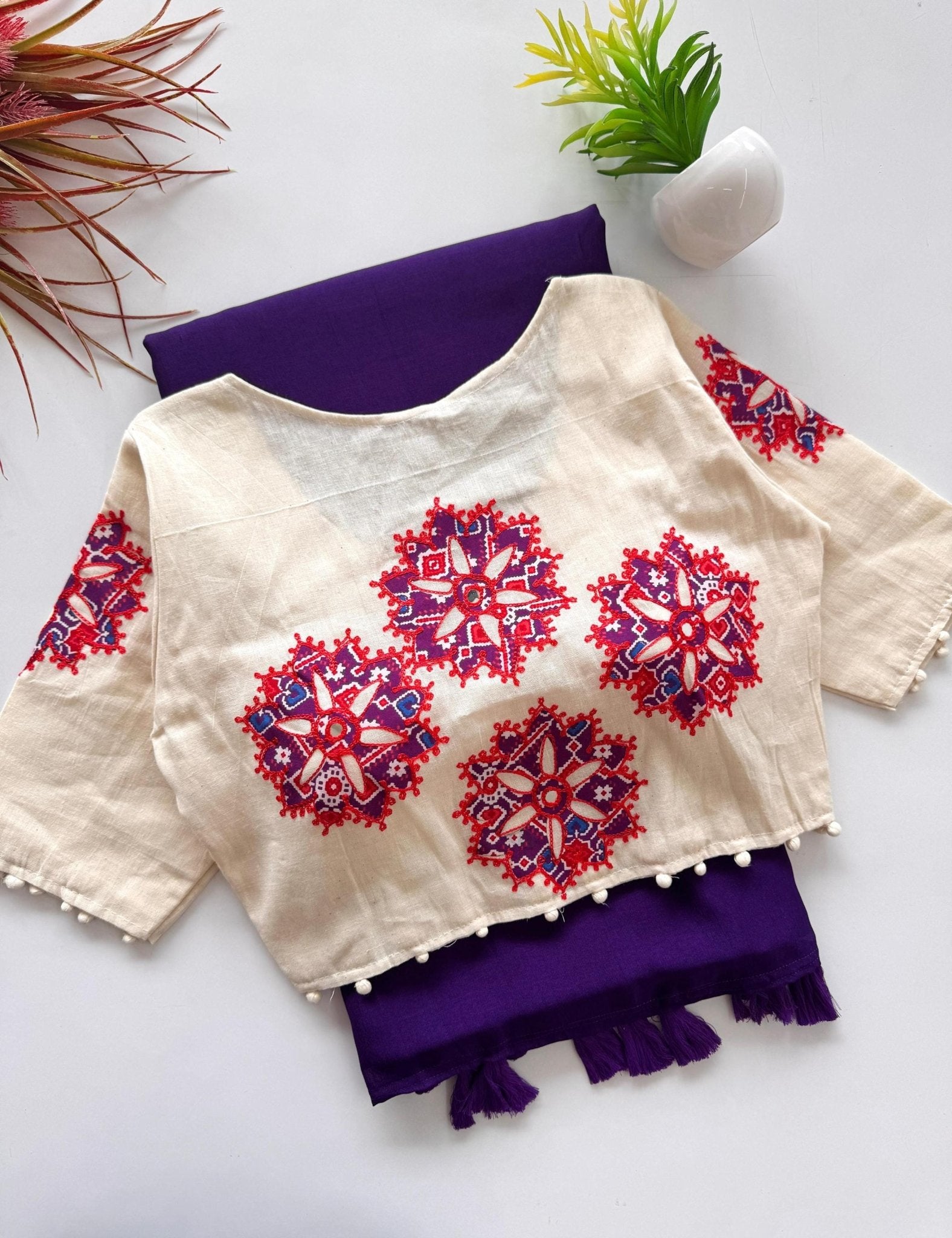 Designer Khadi blouse with Kalamkari motifs