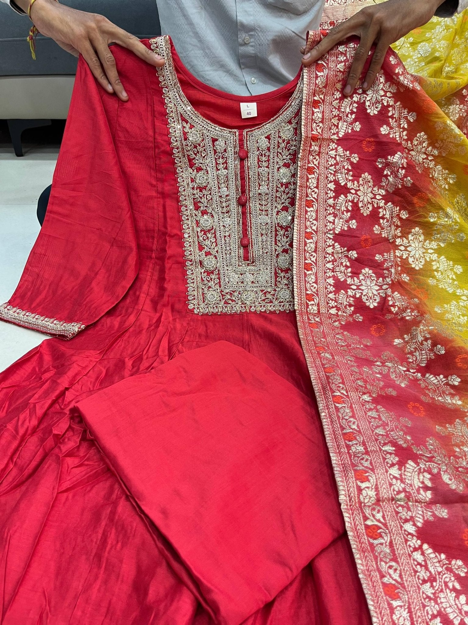 Wedding wear red Anarkali dress online