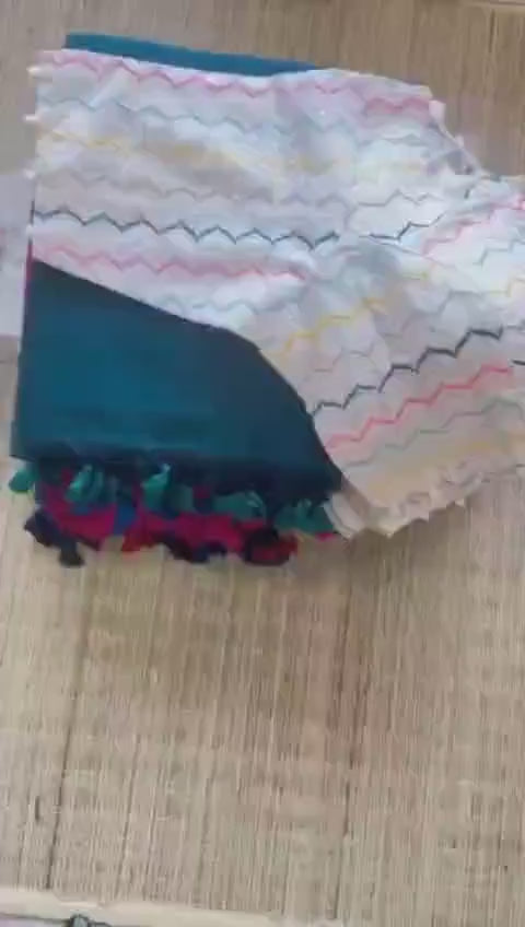 Elegant Khadi Cotton Saree with Blouse (Size 44-48)