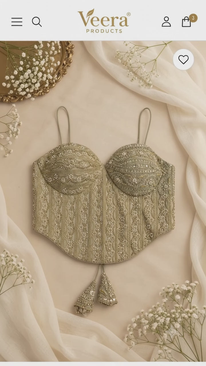 Embroidered Corset Blouse – Indian Bridal Saree & Lehenga Top